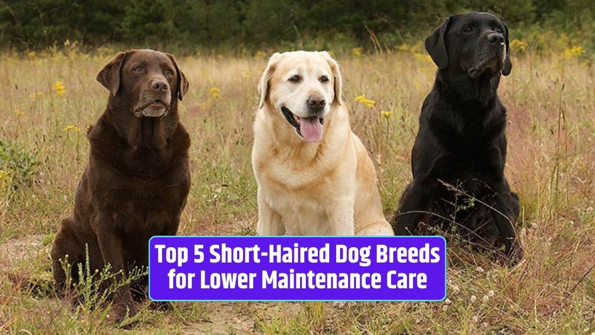 Short-haired dog breeds, Labrador Retriever, Beagle, Boxer, Dalmatian, Doberman Pinscher,